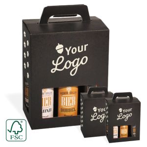 Zwart draagkarton voor 6 bierflessen - met jouw logo