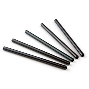Reusable black stainless steel cocktail drinking straws - XS