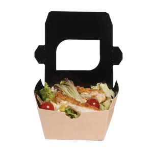 Kartonnen salade en snack box met plastic venster