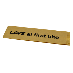 Brown greaseproof paper sandwich bags - Love at first bite