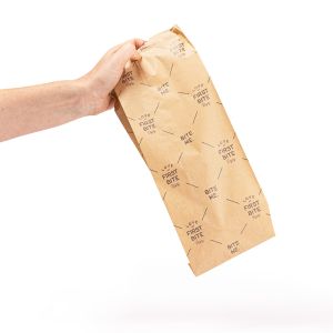 Bruine vetvrij papieren zakjes voor XL belegd broodje - Love at FIRST BITE enjoy - BITE ME.