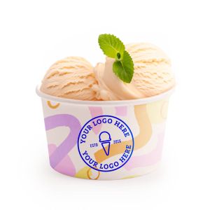 Cardboard ice cream cups with PE coating with your print - 8 oz
