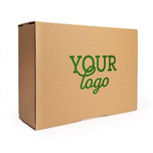 Bruine postdozen met jouw logo in 1 kleur