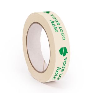 Narrow white paper packaging tape with your logo in 1 colour