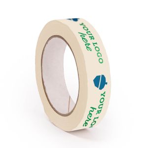 Narrow white paper packaging tape with your logo in 2 colours