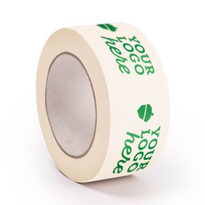 White paper packaging tape in standard width with your logo in 1 colour
