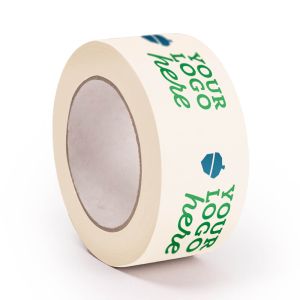 White paper packaging tape in standard width with your logo in 2 colours