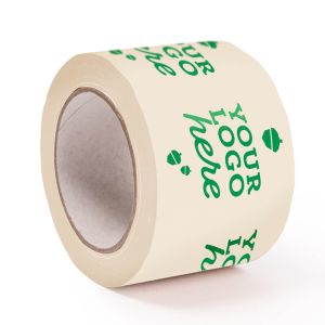 Brede witte papieren tape met jouw logo in 1 kleur