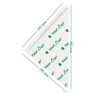 Witte puntzakken in vetvrij papier met jouw logo in 1, 2 of 3 kleuren