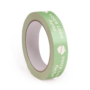 Narrow white PVC adhesive tape with your logo diapositive in 1 colour