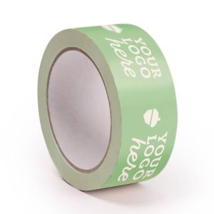 White PVC adhesive tape in standard width with your logo diapositive in 1 colour