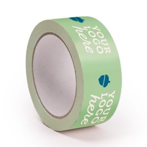 White PVC adhesive tape in standard width with your logo diapositive in 2 colours