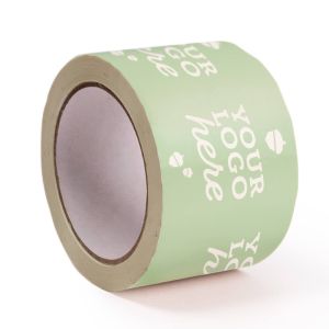 Wide white PVC adhesive tape with your logo diapositive in 1 colour