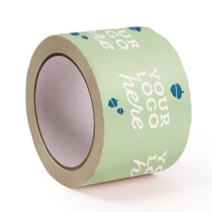 Wide white PVC adhesive tape with your logo diapositive in 2 colours