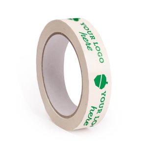 Narrow white PVC adhesive tape with your logo in 1 colour