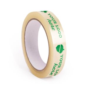 Narrow transparent PVC adhesive tape with your logo in 1 colour