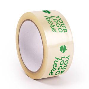 Transparent PVC adhesive tape in standard width with your logo in 1 colour