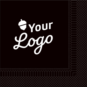 Zwarte servetten met jouw logo in 1 kleur - 2-laags - S