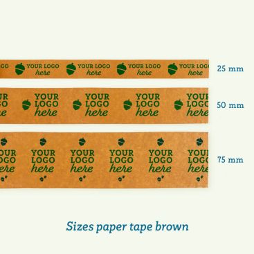 Ruban adhésif brun en papier en largeur standard avec votre logo en 1 couleur