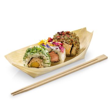 Disposable wooden serving bowl - boat - tray